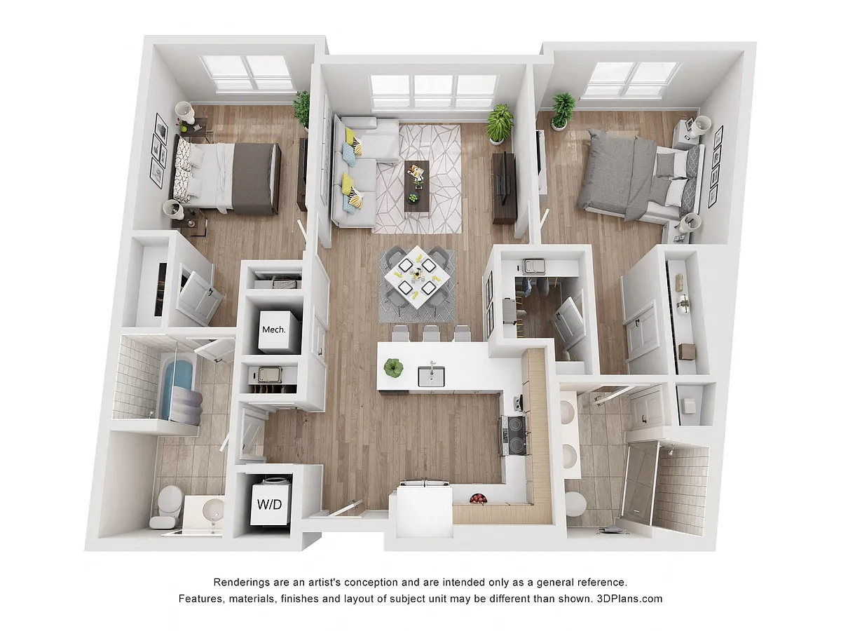 Floor plan Avenue G | 2 Bed/2 Bath-BW-08.1