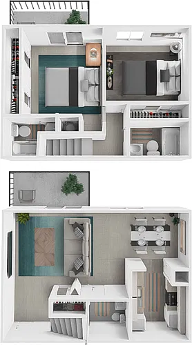 Floor plan 2 bedroom 2.5 bath Townhome