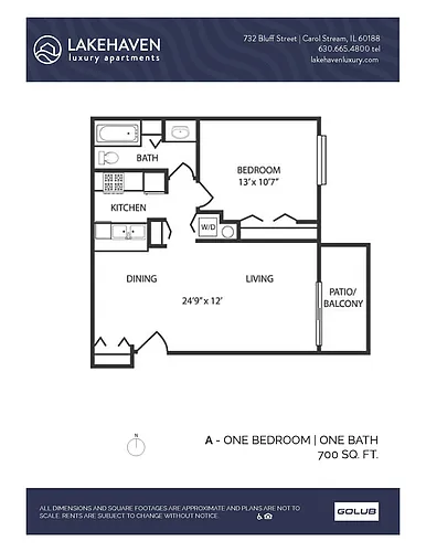 Floor plan 1 Bed 1 Bath (340a1r) Renovated