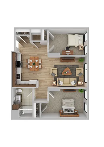 Floor plan Two Bedroom One Bath