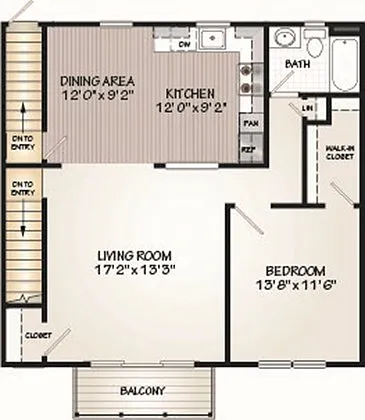 Floor plan 1-Bedroom 2nd Floor Deluxe