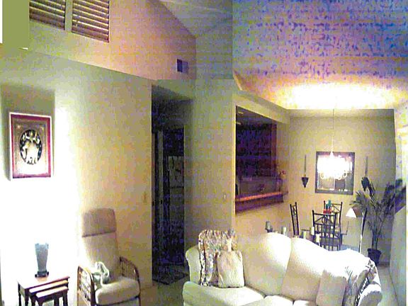High ceilings in living area