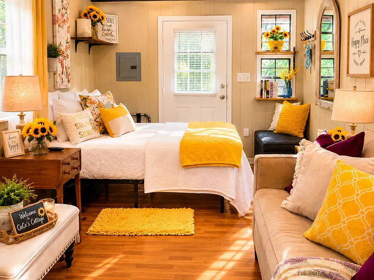 Newly constructed and thoughtfully designed, Cece's Cottage features all-new furnishings, a comfortable memory foam mattress, fresh linens, extra pillows and blankets, and a touch of nostalgic charm for a cozy, relaxing stay.