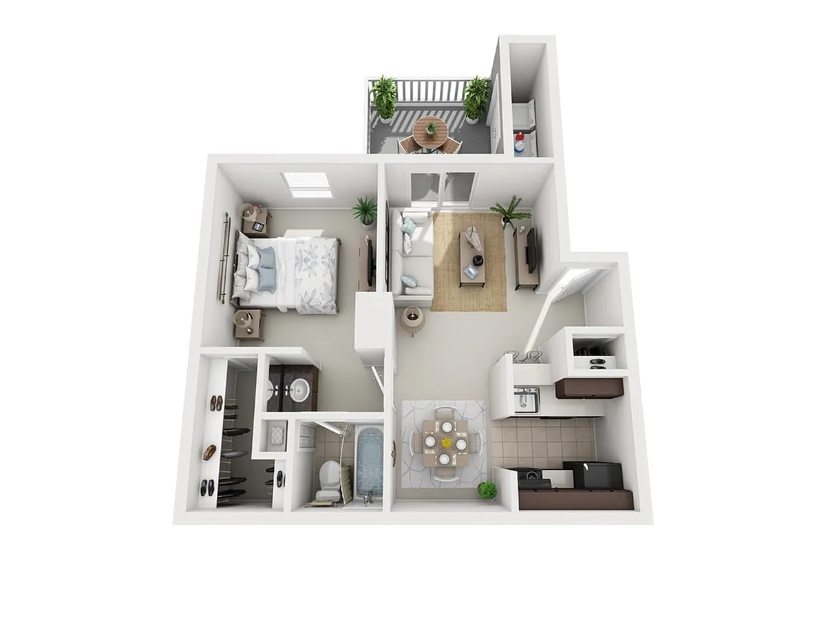 Floor plan 1 Bed, 1 Bath B Upgraded