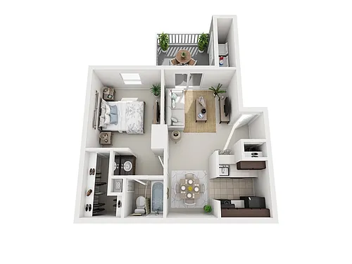 Floor plan 1 Bed, 1 Bath B Upgraded