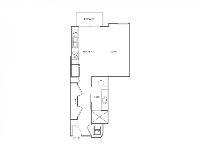 Floor plan Studio (500 SF)