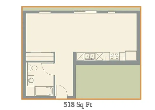 Floor plan Studio 1 bath