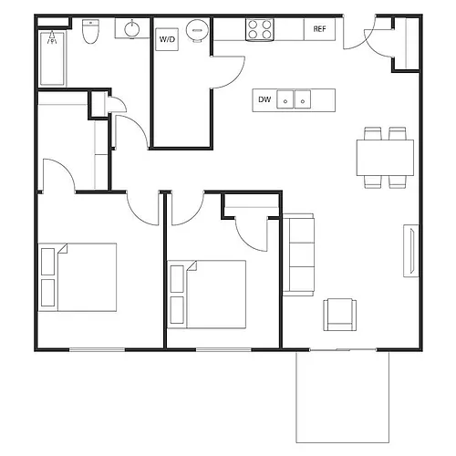 Floor plan 2 BED 1 BATH