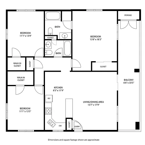 Floor plan 3 Bedroom / 2 Bath