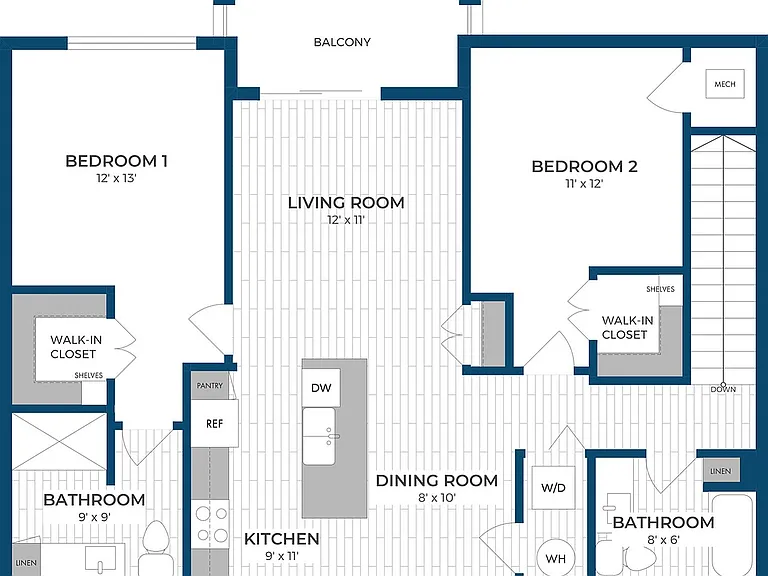 Floor Plan 2D | Seasons at Spring Street | Apartments in Mount Pleasant, WI Floor Plan 2D | Seasons at Spring Street | Apartments in Mount Pleasant, WI