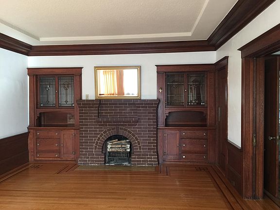 Built-in cabinets and fireplace