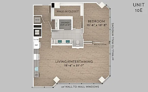 Floor plan 10E 1 Bed 1 Bath