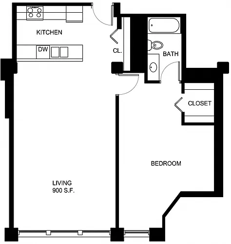 Floor plan 1 Bed/1 Bath-P A11