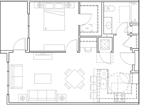Floor plan 1 Bed 1 Bath B