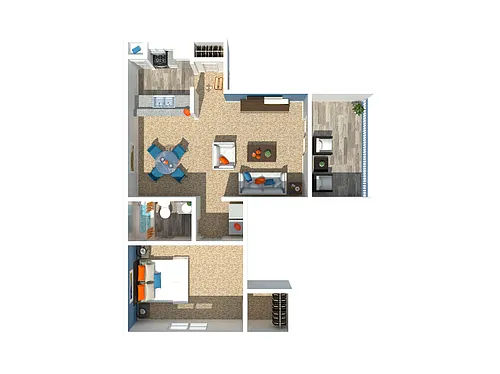Floor plan 1 Bedroom 710