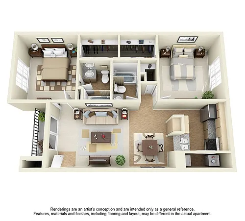 Floor plan 2 Bedroom 2 Bath Plan 2