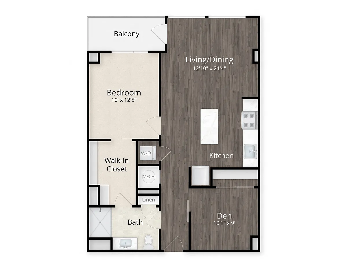Floor plan One Bedroom with Den