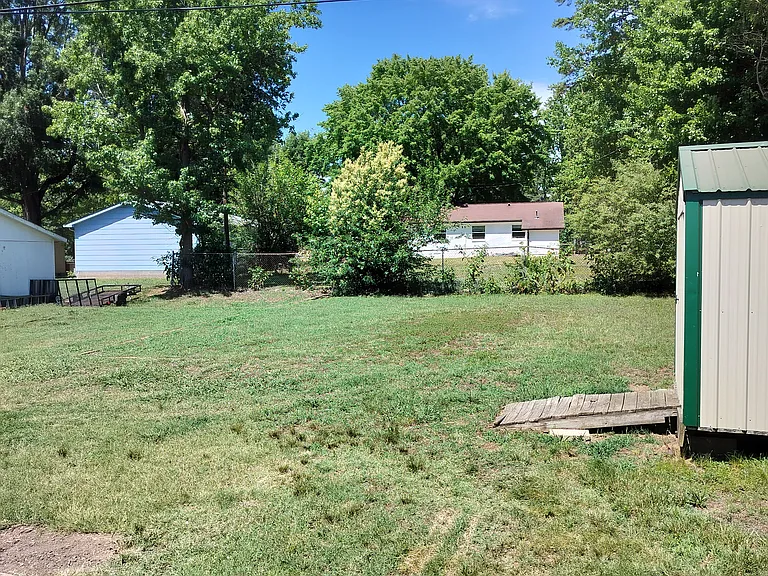 Back yard with storage shed