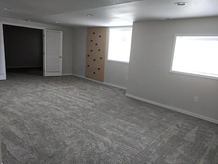 Garden level basement with plenty of lighting.