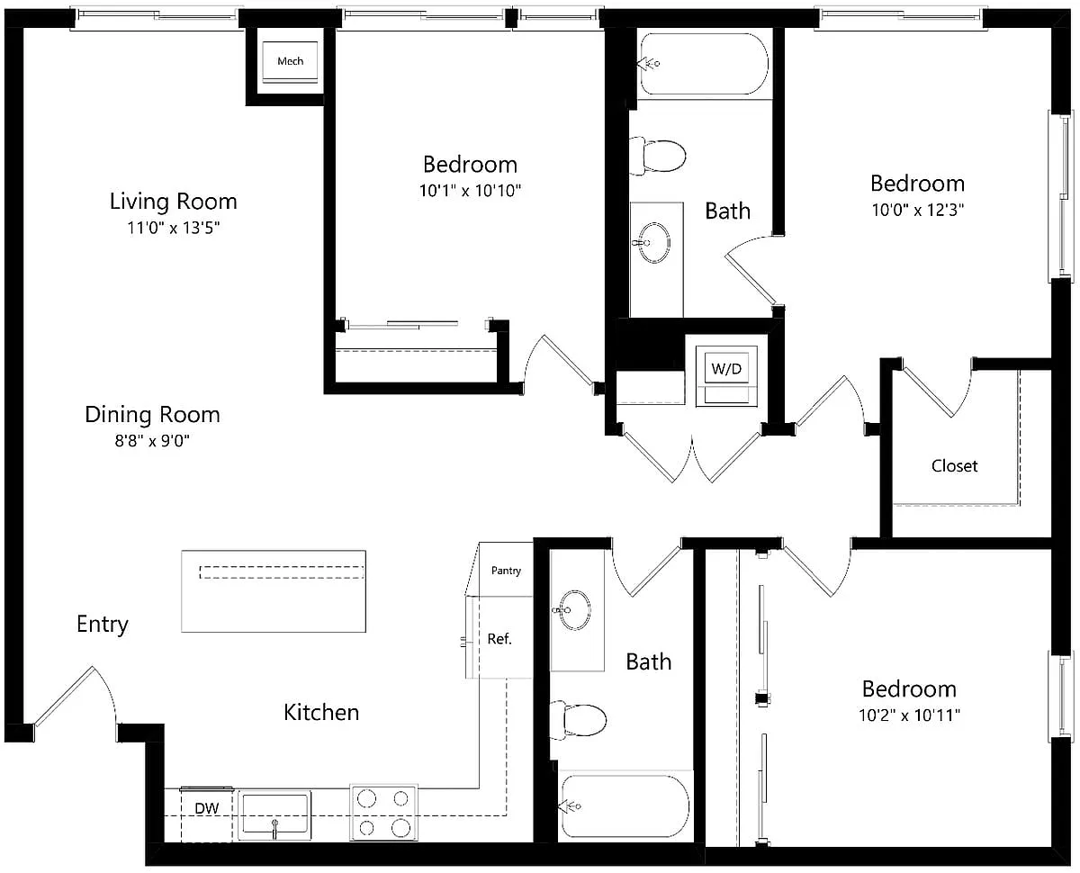 Floor plan C1 Three Bedroom
