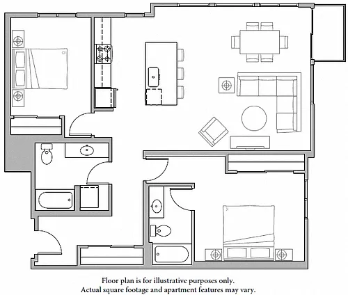 Floor plan B6 2Bed-2 North