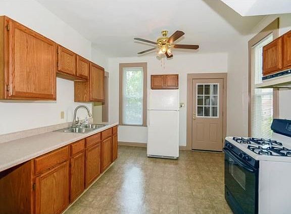 large kitchen with gas stove