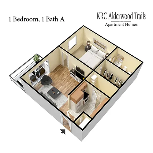 Floor plan 1 Bedroom 1 bath A