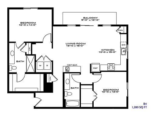 Floor plan 2 Bed/2 Bath