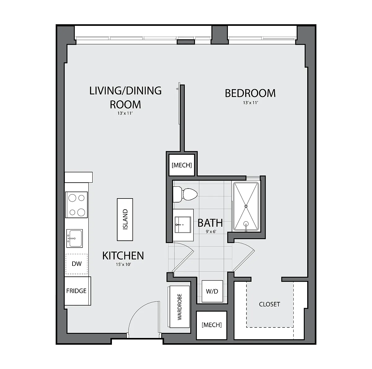 Floor plan 1 Bed/1 Bath-C-1A