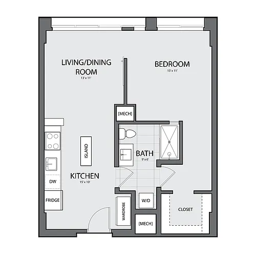 Floor plan 1 Bed/1 Bath-C-1A