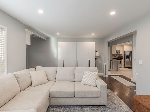 Living room looking into kitchen