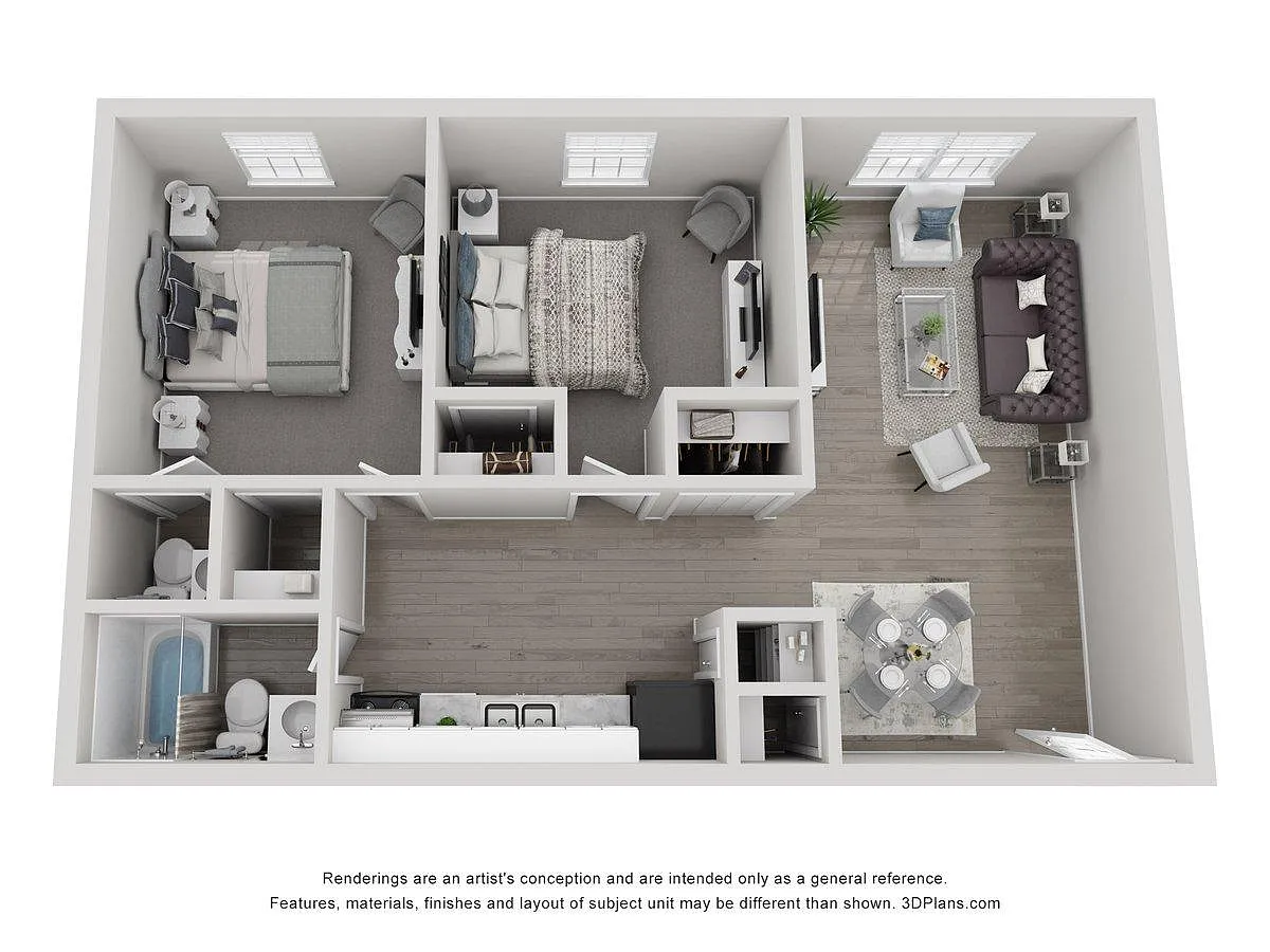 Floor plan Two Beds - One and a half Bath- Call for Available