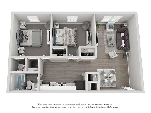 Floor plan Two Beds - One and a half Bath- Call for Available
