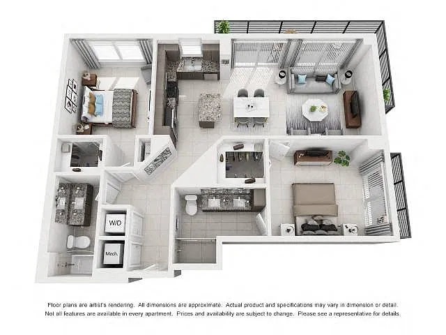 Floor plan 2 Bed/2 Bath-1B3