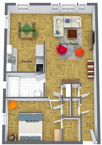 Floor plan Shaker Large 1 Bedroom 1 Bath