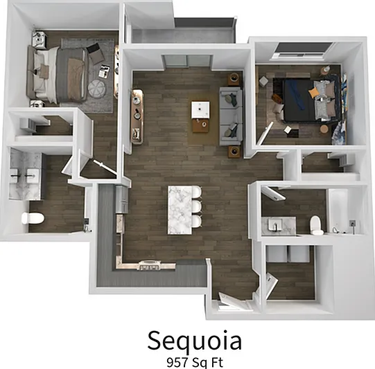 Explore the spacious Sequoia apartment layout designed for contemporary living. Explore the spacious Sequoia apartment layout designed for contemporary living.
