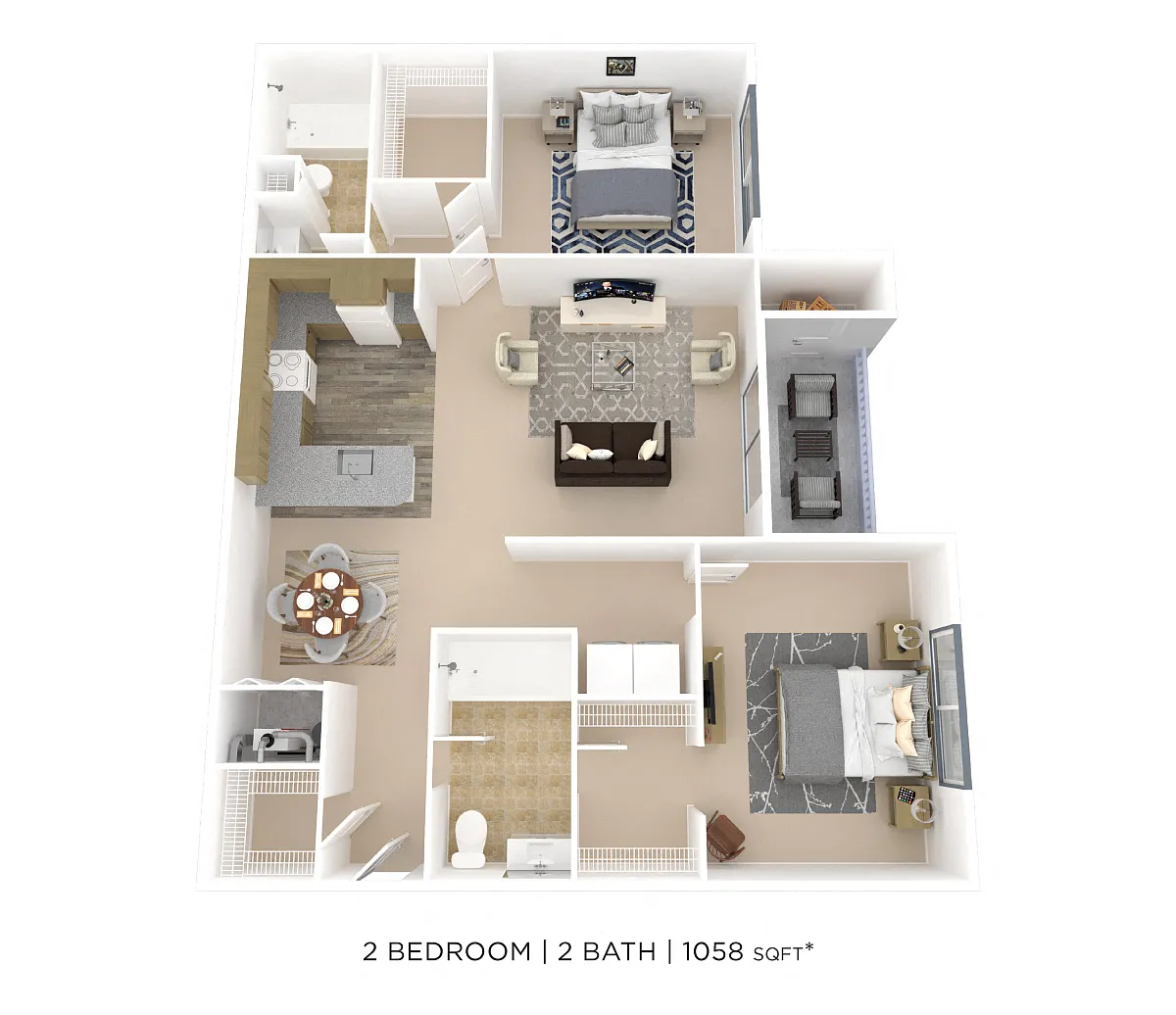 Floor plan Two Bedroom 2 Bath