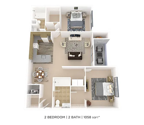 Floor plan Two Bedroom 2 Bath