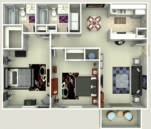 Floor plan 2X2 Upgraded