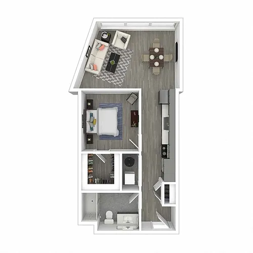 Floor plan 1 Bedroom - 1 Bathroom B
