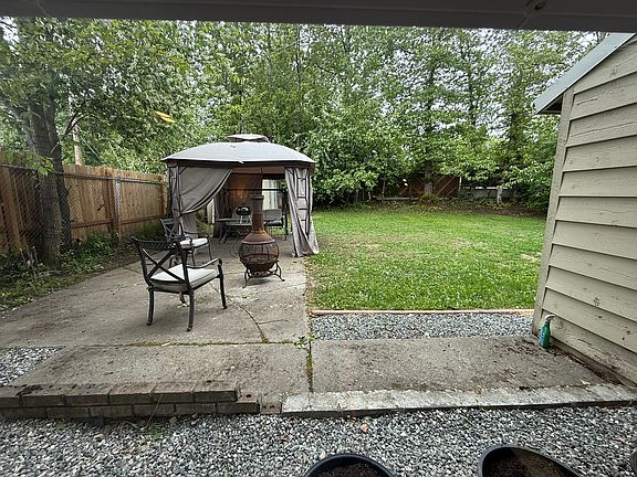 View outside from picture window in living room.