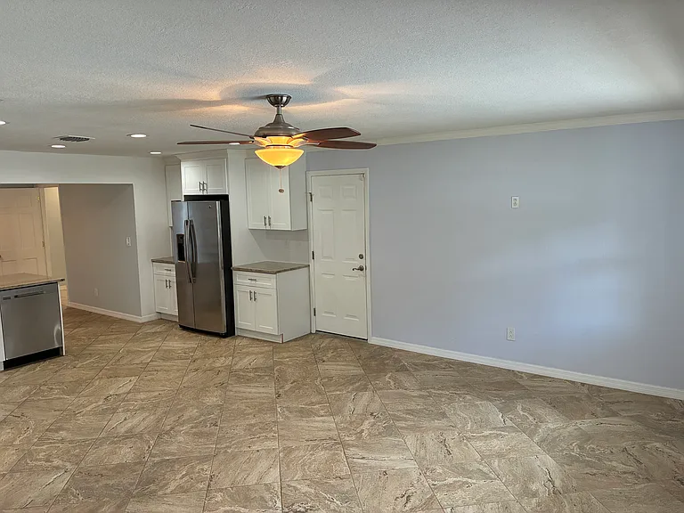 back wall of living area