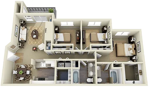 Floor plan 3 Bed/2 Bath-C1