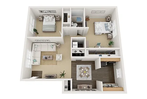 Floor plan 2 bedroom 1 bathroom