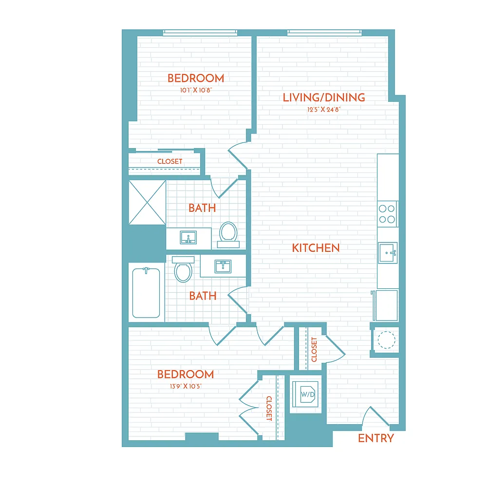 Floor plan E6.1 | 2 Bed | 2 Bath