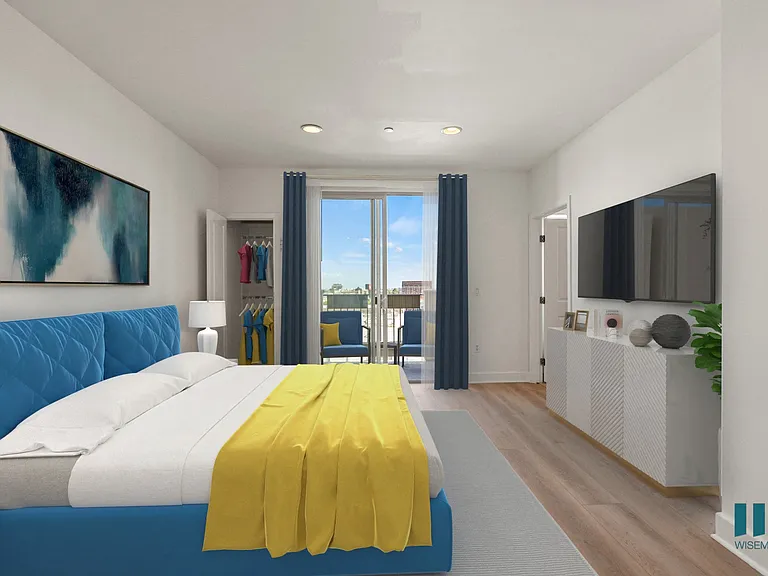 Large-Size Bedroom with Recessed Lighting, Vinyl Flooring, and Patio