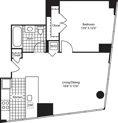 Floor plan One Bedroom WindCAKit FL 47-49
