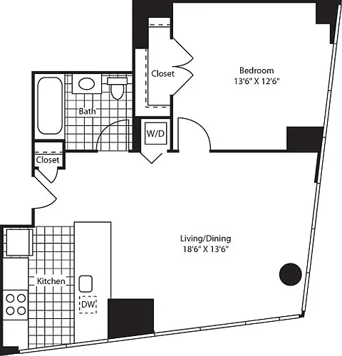 Floor plan One Bedroom WindCAKit FL 47-49