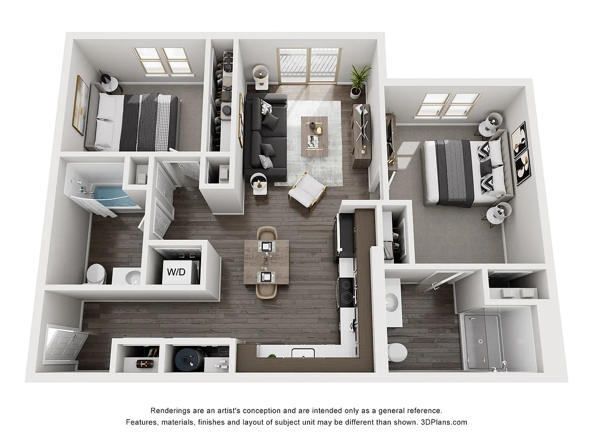 Floor plan 2 Bedroom 2 Bath - F