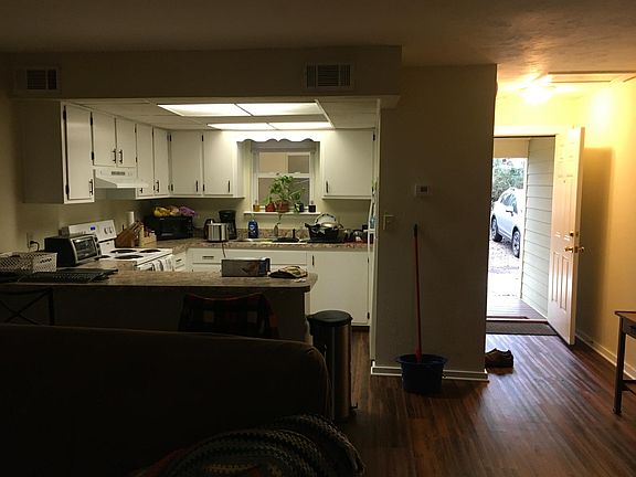 Front door entryway and kitchen view